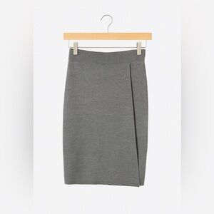 NWT J. Crew Gray Merino Wool Blend Faux Wrap Sweater Skirt, Size L